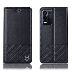 Leather Case Stands Flip Cover Holder H11P for Oppo K9X 5G Black
