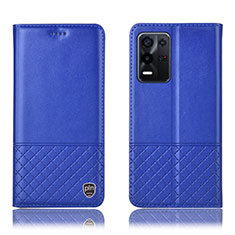 Leather Case Stands Flip Cover Holder H11P for Oppo K9X 5G Blue