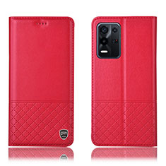Leather Case Stands Flip Cover Holder H11P for Oppo K9X 5G Red
