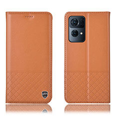 Leather Case Stands Flip Cover Holder H11P for Oppo Reno7 Pro 5G Orange