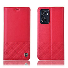 Leather Case Stands Flip Cover Holder H11P for Oppo Reno7 SE 5G Red