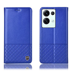 Leather Case Stands Flip Cover Holder H11P for Oppo Reno8 Pro+ Plus 5G Blue