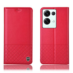 Leather Case Stands Flip Cover Holder H11P for Oppo Reno8 Pro+ Plus 5G Red