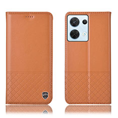Leather Case Stands Flip Cover Holder H11P for Oppo Reno9 Pro 5G Orange