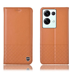 Leather Case Stands Flip Cover Holder H11P for Oppo Reno9 Pro+ Plus 5G Orange