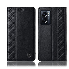 Leather Case Stands Flip Cover Holder H11P for Realme V23 5G Black