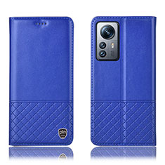 Leather Case Stands Flip Cover Holder H11P for Xiaomi Mi 12 5G Blue