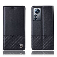 Leather Case Stands Flip Cover Holder H11P for Xiaomi Mi 12 Lite 5G Black