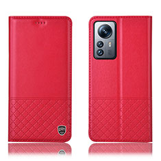 Leather Case Stands Flip Cover Holder H11P for Xiaomi Mi 12 Pro 5G Red