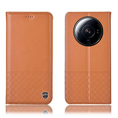 Leather Case Stands Flip Cover Holder H11P for Xiaomi Mi 12 Ultra 5G Orange