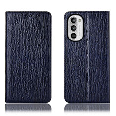 Leather Case Stands Flip Cover Holder H15P for Motorola Moto Edge (2022) 5G Blue