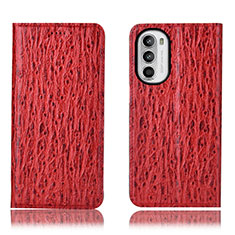 Leather Case Stands Flip Cover Holder H15P for Motorola Moto Edge (2022) 5G Red