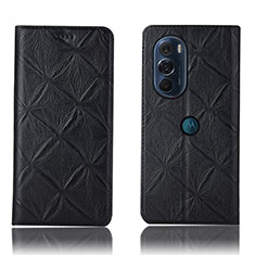 Leather Case Stands Flip Cover Holder H15P for Motorola Moto Edge 30 Pro 5G Black