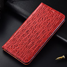 Leather Case Stands Flip Cover Holder H15P for Motorola Moto Edge S 5G Red