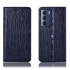 Leather Case Stands Flip Cover Holder H15P for Motorola Moto Edge S30 5G Blue