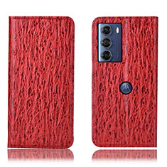 Leather Case Stands Flip Cover Holder H15P for Motorola Moto Edge S30 5G Red