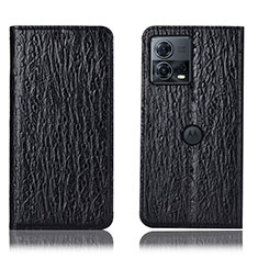 Leather Case Stands Flip Cover Holder H15P for Motorola Moto Edge S30 Pro 5G Black