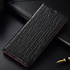 Leather Case Stands Flip Cover Holder H15P for Motorola Moto G10 Black