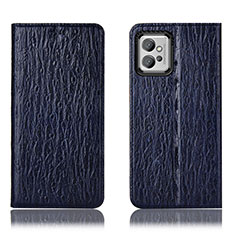 Leather Case Stands Flip Cover Holder H15P for Motorola Moto G32 Blue