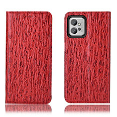 Leather Case Stands Flip Cover Holder H15P for Motorola Moto G32 Red