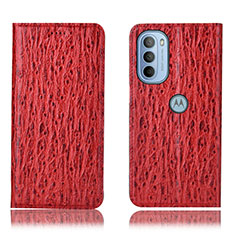 Leather Case Stands Flip Cover Holder H15P for Motorola Moto G41 Red