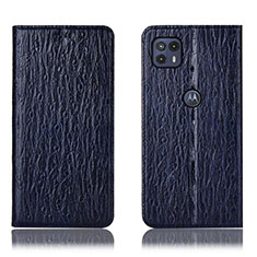 Leather Case Stands Flip Cover Holder H15P for Motorola Moto G50 5G Blue