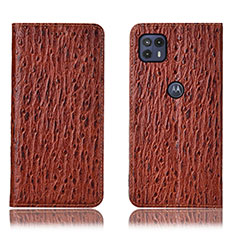 Leather Case Stands Flip Cover Holder H15P for Motorola Moto G50 5G Brown