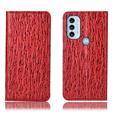 Leather Case Stands Flip Cover Holder H15P for Motorola Moto G71 5G Red