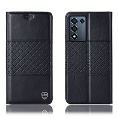 Leather Case Stands Flip Cover Holder H15P for Oppo K9S 5G Black