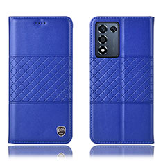 Leather Case Stands Flip Cover Holder H15P for Oppo K9S 5G Blue