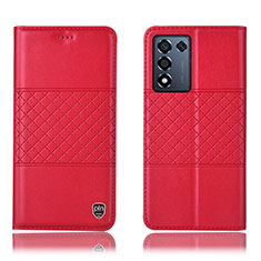 Leather Case Stands Flip Cover Holder H15P for Oppo K9S 5G Red