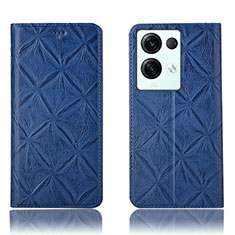 Leather Case Stands Flip Cover Holder H15P for Oppo Reno8 Pro+ Plus 5G Blue