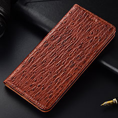 Leather Case Stands Flip Cover Holder H15P for Samsung Galaxy A01 Core Brown