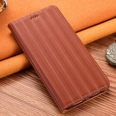 Leather Case Stands Flip Cover Holder H15P for Samsung Galaxy A04s Brown