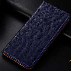 Leather Case Stands Flip Cover Holder H15P for Samsung Galaxy A20s Blue