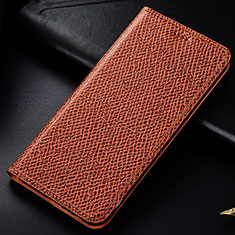 Leather Case Stands Flip Cover Holder H15P for Samsung Galaxy A20s Brown