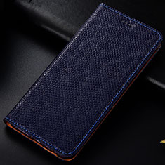 Leather Case Stands Flip Cover Holder H15P for Samsung Galaxy A40 Blue