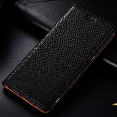 Leather Case Stands Flip Cover Holder H15P for Samsung Galaxy A6 Plus (2018) Black