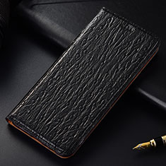 Leather Case Stands Flip Cover Holder H15P for Samsung Galaxy M30 Black