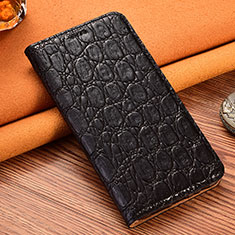 Leather Case Stands Flip Cover Holder H16P for Apple iPhone SE3 (2022) Black