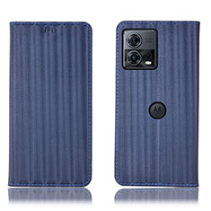Leather Case Stands Flip Cover Holder H16P for Motorola Moto Edge S30 Pro 5G Blue
