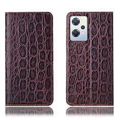 Leather Case Stands Flip Cover Holder H16P for OnePlus Nord CE 2 Lite 5G Brown