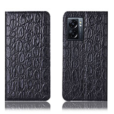 Leather Case Stands Flip Cover Holder H16P for Oppo A56S 5G Black