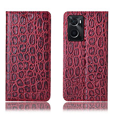 Leather Case Stands Flip Cover Holder H16P for Oppo A76 Red