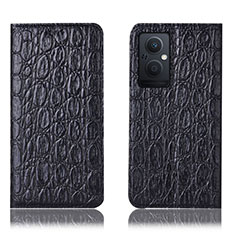 Leather Case Stands Flip Cover Holder H16P for Oppo F21 Pro 5G Black