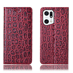 Leather Case Stands Flip Cover Holder H16P for Oppo Find X5 5G Red