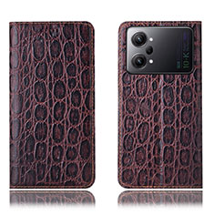 Leather Case Stands Flip Cover Holder H16P for Oppo K10 Pro 5G Brown