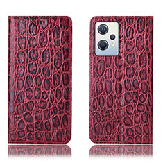 Leather Case Stands Flip Cover Holder H16P for Oppo K10X 5G Red