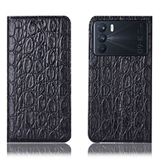 Leather Case Stands Flip Cover Holder H16P for Oppo K9 Pro 5G Black