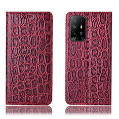 Leather Case Stands Flip Cover Holder H16P for Oppo Reno5 Z 5G Red